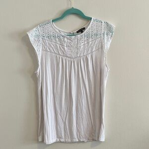 Adrianna Papell White Eyelet Blouse